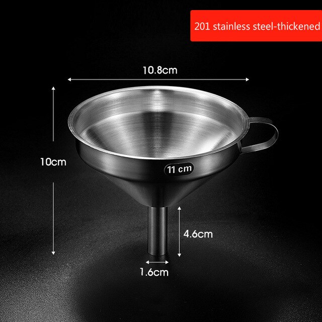 11/13/15cm Kitchen Stainless Steel Funnel Filling Funnel Seperatory Oil Beer Coffee Water Flask Soup Thicker Funnel Tools: 201 Thick 11cm
