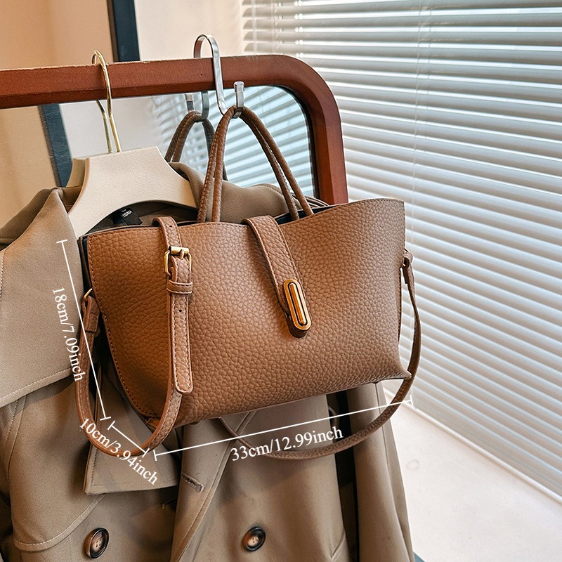 Mode Dames Handtassen Lychee Lederen Draagtas Veelzijdige Avondtasje Commuter Eenvoudige Schoudertas Eenvoudige Messenger Bag