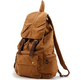 Vintage Rugzak Lederen Schoudertassen Mannen/Vrouwen Rugzak schooltas Unisex Rugzak Casual Canvas Reistassen: Camel