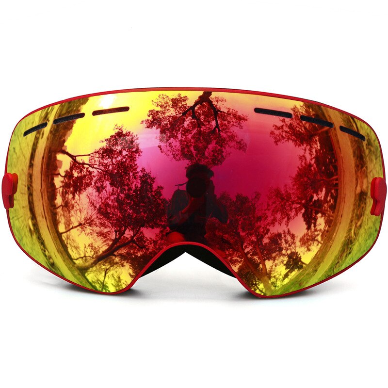 Óculos de esqui para crianças, óculos para meninos e meninas, proteção uv/neve, multi cores/duplo, anti-neblina, snowboard, ski: C1 Red Red