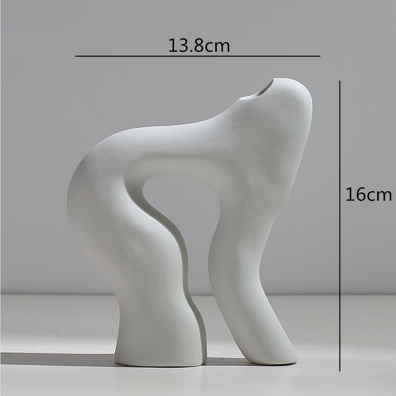 Vase en céramique abstraite, Arrangement de fleurs, artisanat hydroponique, ornements, accessoires de décoration de maison moderne, Vases blancs, décor: M