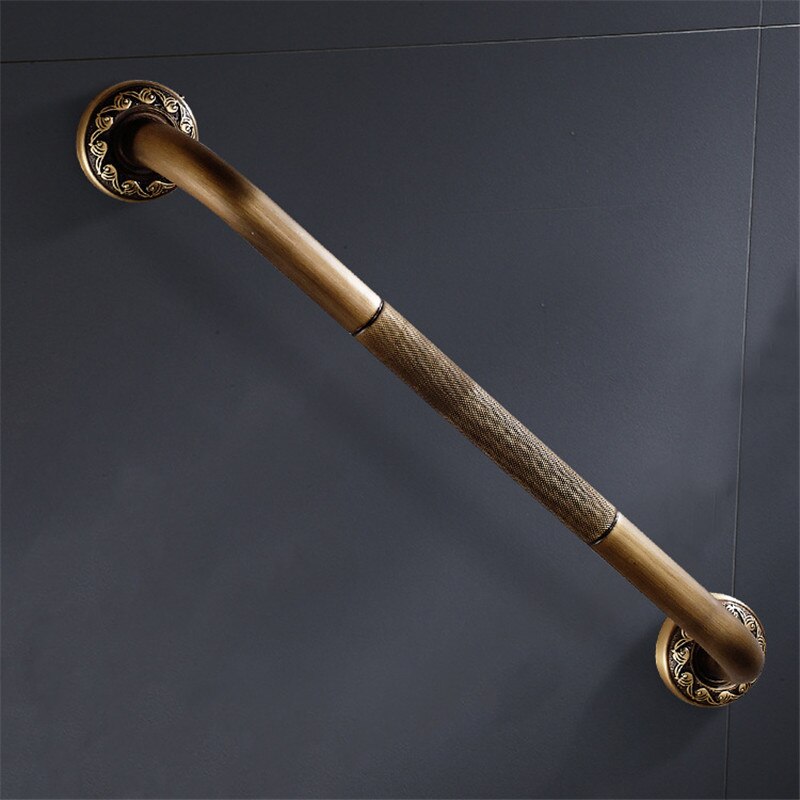 Anti-slip Bathtub Handrail Bathroom Tub Safety Grab Bar Black Antique Brass Carved Pattern Base Safety Handles Wall Mounted