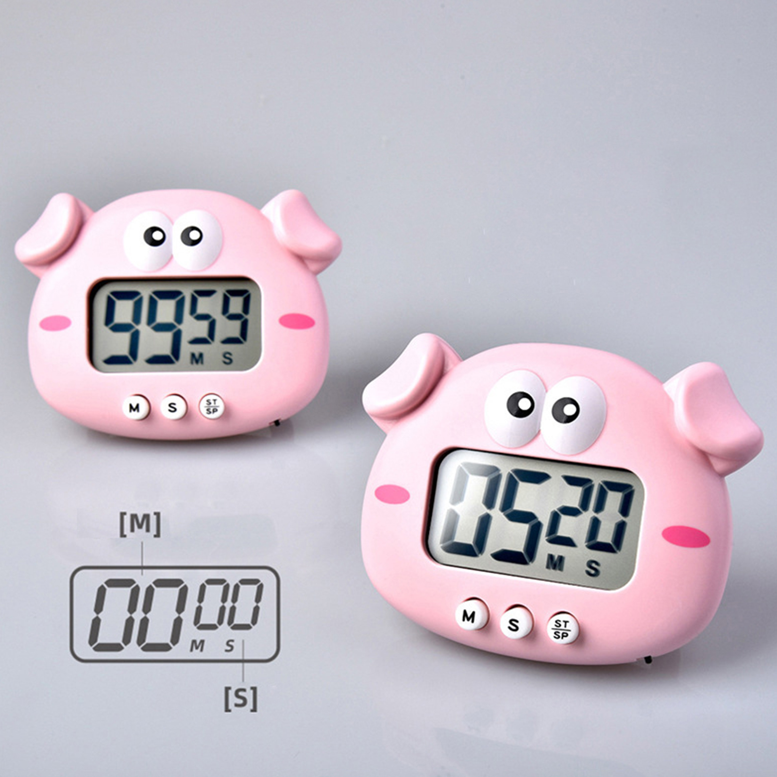 Kitchen Timer Loud Alarm Cooking Timer Countdown Magnetic Clock Timer Cute Animal with Back Stand for Time Management Timer