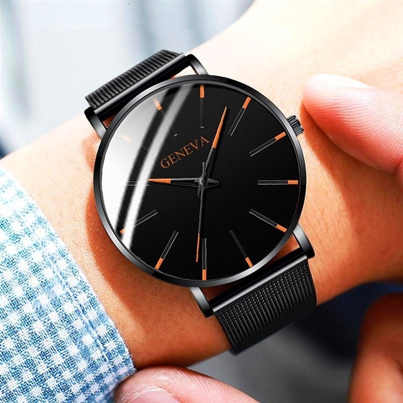 Ur herre ur herre ultratynde ure quartz rustfrit stål armbåndsur mand ur relogio masculino