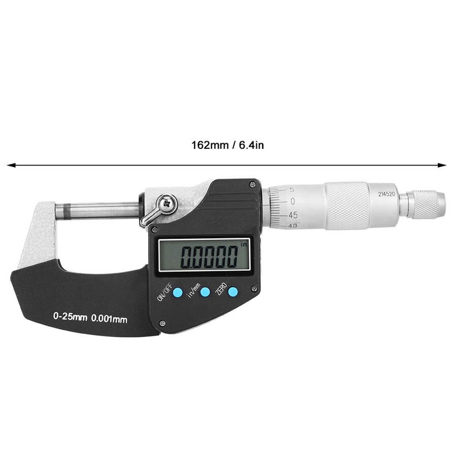 Micrometer Large Screen Digital Metric Imperial 0.001mm Accuracy 0-25mm Outer Diameter Micrometro Interior