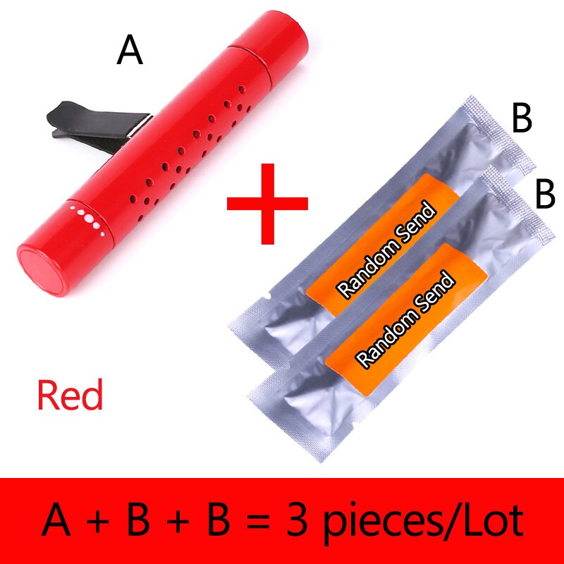 Bil luftfrisker lukt i bilen styling lufteventil parfyme aromapinner biluttak klimaanlegg lufteventil solide pinner parfyme: Rød