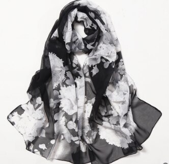Beach flower print Georgette chiffon scarf silk square hijab cool shawl ladies foulard femme Scarves hair bufanda mujer: 9