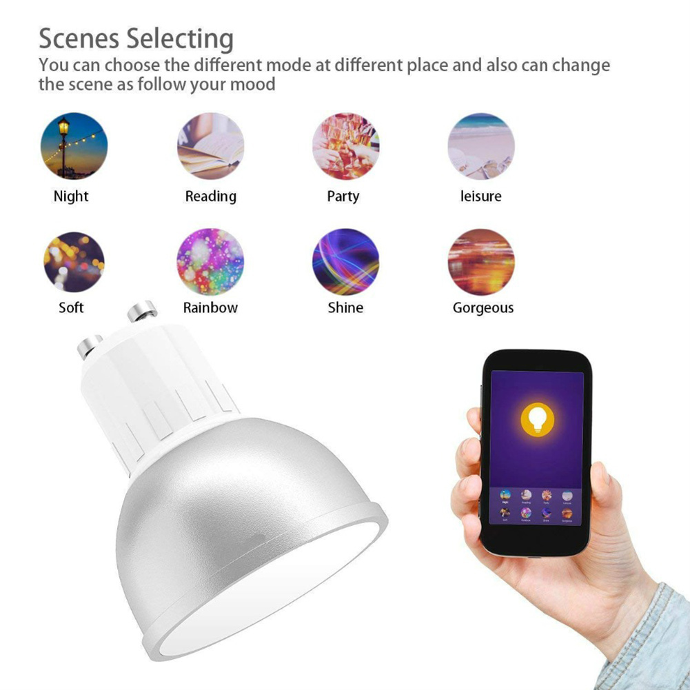 Smart Bulb WiFi GU10 RGBW 5W Led Dimbare Compatibel met Alexa & Google Thuis Slaapkamer Licht Afstandsbediening door smartphone Buizen