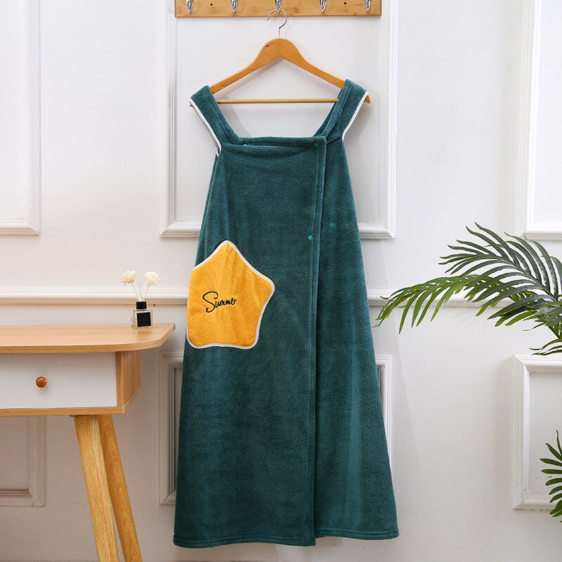 Albornoz de microfibra para mujer, Toalla de baño suave para adultos, Textiles para el hogar, toallas de baño y Sauna: green