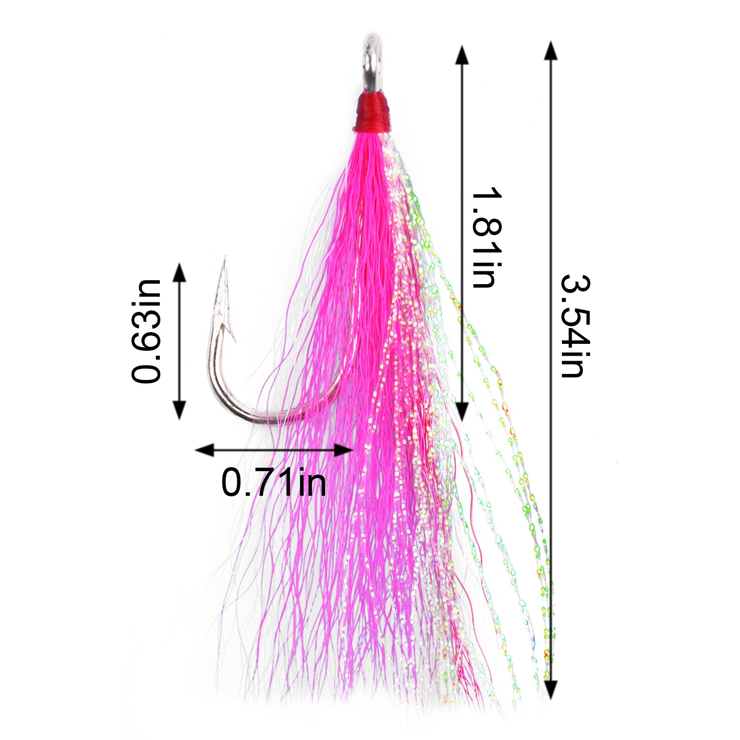 5Pcs Bucktail Teasers Fishing Hooks Stainless Steel Hook And Fishing Plugs Lures Buck Tail Jig Lures Rig For Catfish Bass: Pink-5Pcs
