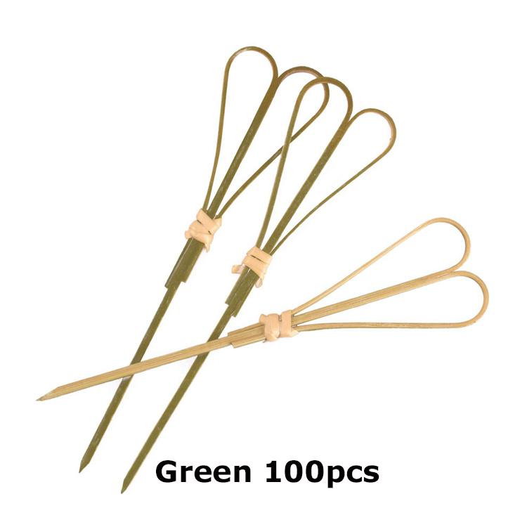 12 cm 100 stks Bamboe Scissor Shape Cocktail Sticks Pick Martini Drinken Stok Picks Levo Bar Tool: Green