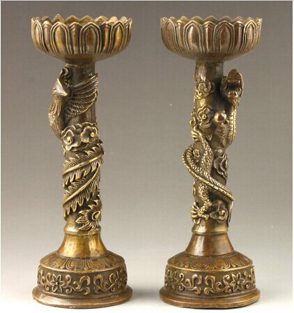 Chandelier chinois en forme de Dragon et phénix | Paire de statues, en Bronze fin, faites à la main, en 3 + + +