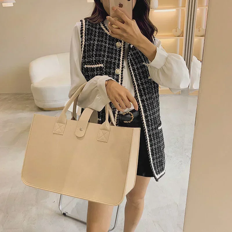 Neue Einkaufshandtasche für Damen, 2023, große Kapazität, offen, modisch, Filz, Einkaufs-Tragetasche, gewebte Tasche, Online-Einkaufen, China