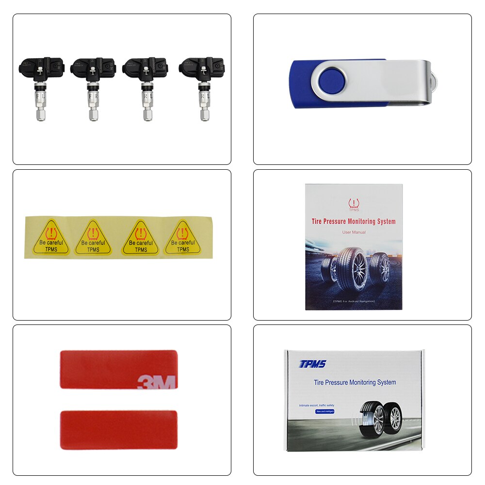 Usb Android Tpms Auto Bandenspanningscontrolesysteem Display 4 Interne Sensoren Android Navigatie Bandenspanning Alarm 0-116Psi