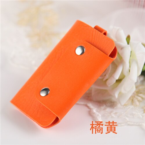 Lille pu læder nøgle pung pung til kvinder mænd mærke nøgle spænde pung cover organizer case: Orange