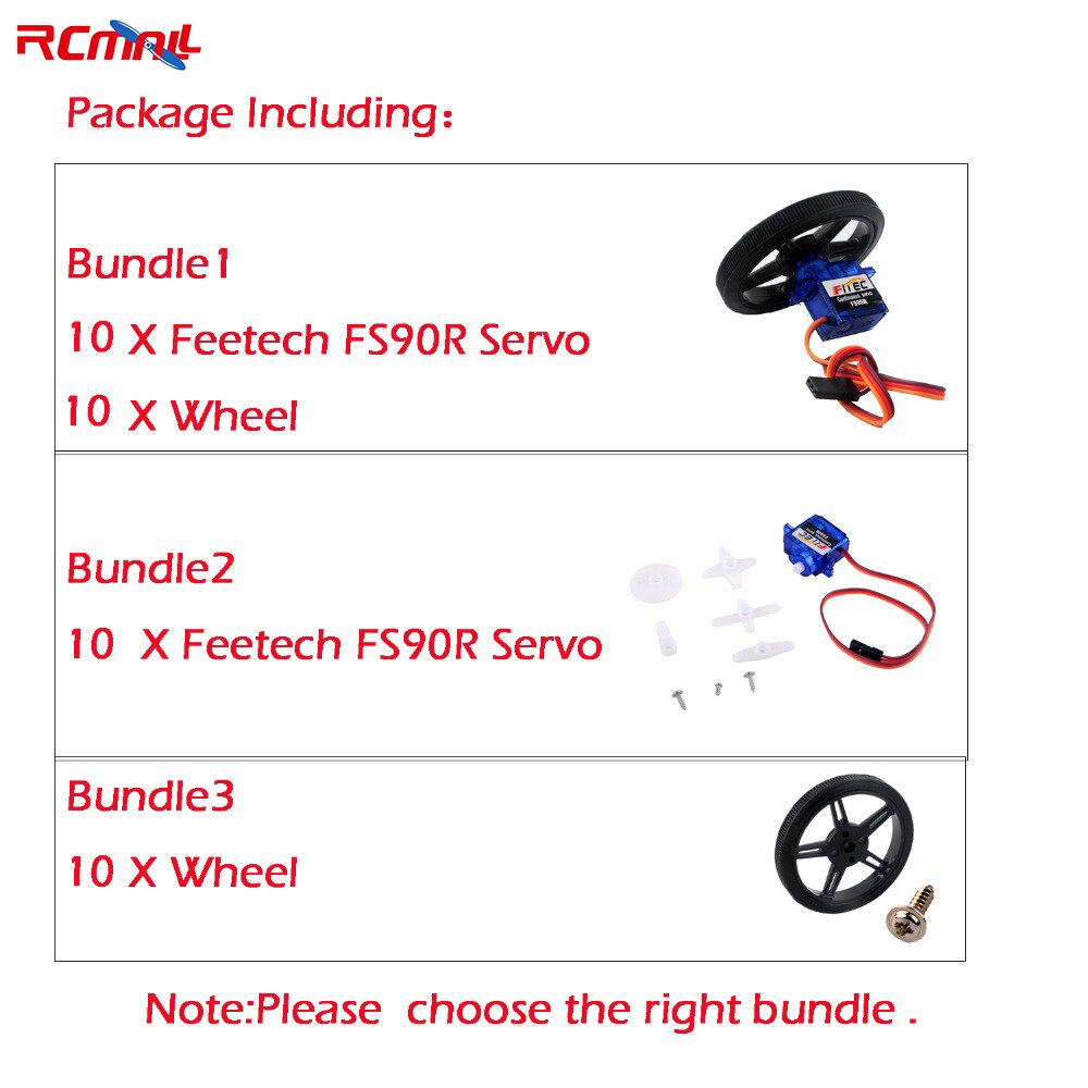 10 stks/partij Feetech FS90R Servo/Wiel 360 Graden Continue Rotatie Micro RC Servo Voor Robot RC Auto Drones FZ0101-01 FZ2913