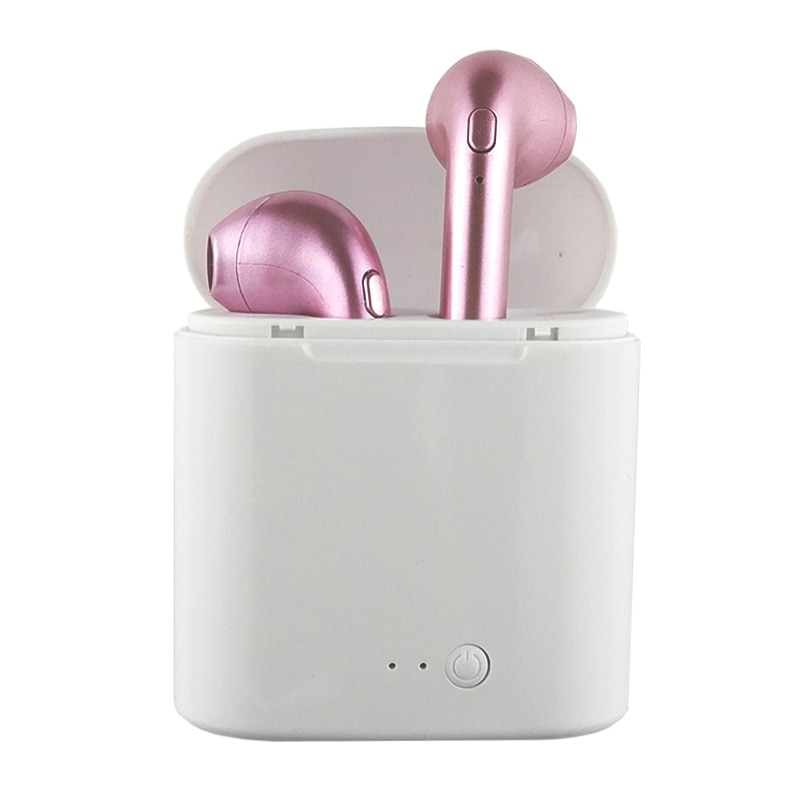 I7s Tws Draadloze Hoofdtelefoon Bluetooth Oortelefoon Met Microfoon Opladen Doos Oortelefoon Sport Headset Opladen Box Voor Iphone: Pink with Box