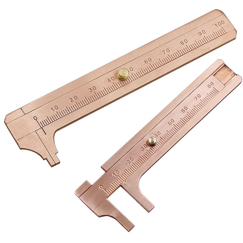 80mm/100mm Pocket Mini Brass Sliding Ruler Gauge Vernier Calip Metal Caliper Gauge Micrometer Measurement Tool Office School Use