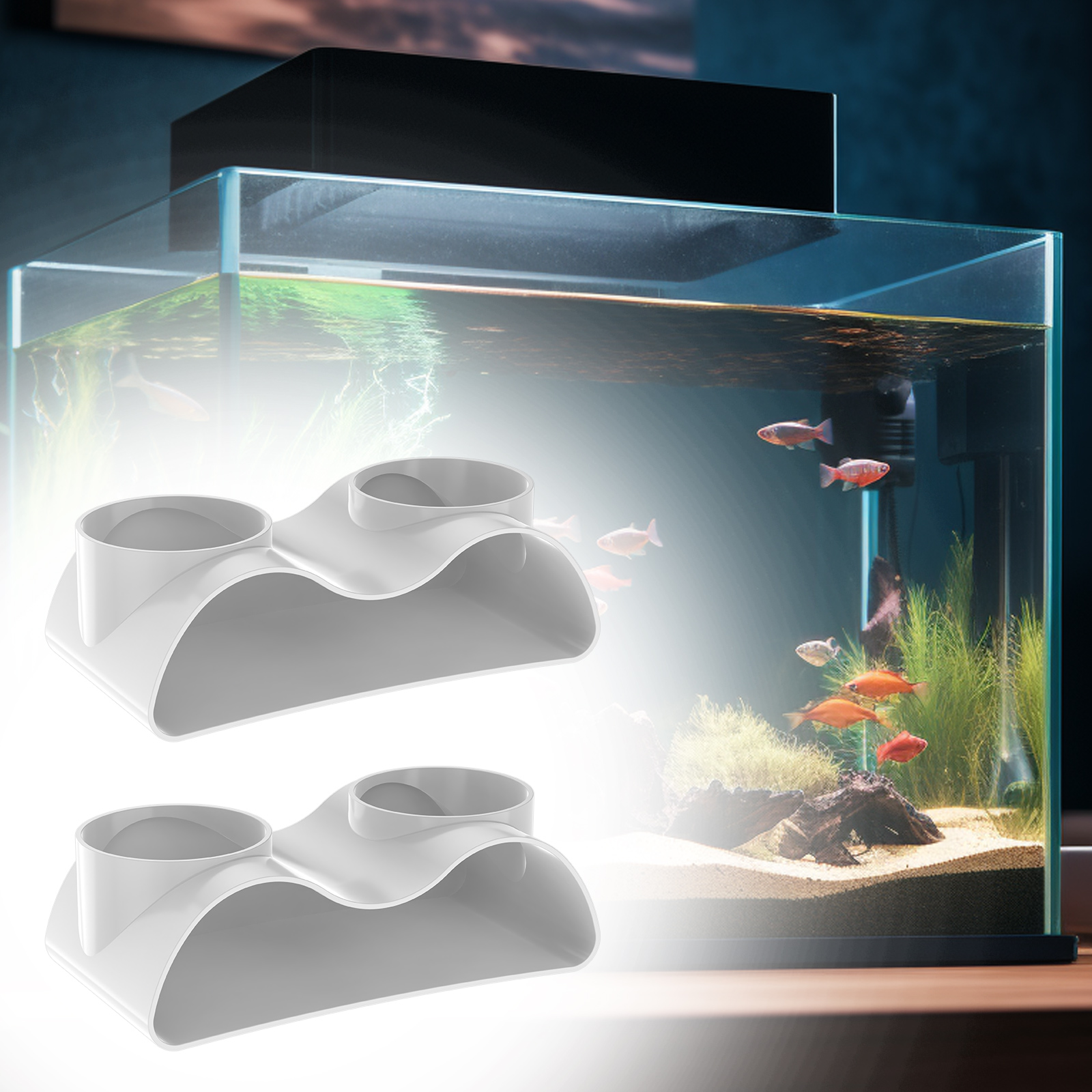 2 Stuks Aquarium Ondergrondse Tunnel Grot Dubbel Gat Aquarium Schuilplaats Grot Aquarium Vis Grind Tunnel Decoratie Voor Fokken