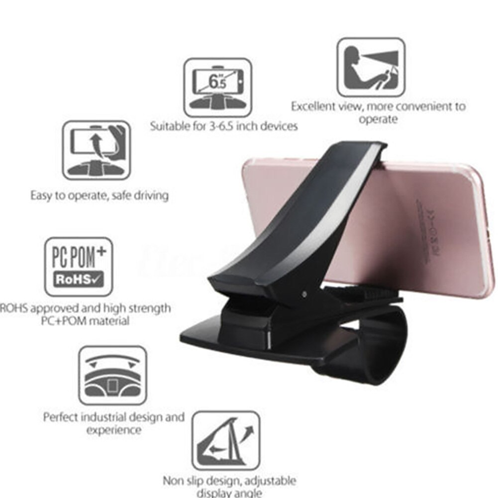 Auto clip beslag gps hud abs tilbehør greb instrumentbræt stativ justerbar bil montering universal klemme telefonholder