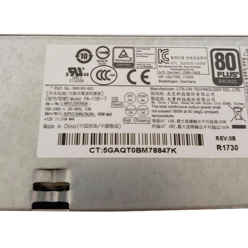 Originele Voor Hp 400 G4 Sff 180W 6 + 4PIN Voeding DPS-180AB-22B PA-1181-7 906189-001 Volledige Getest