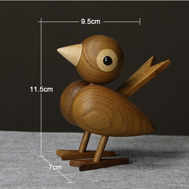 Denmark Nordic Style Wood Sparrow Bird Ornaments American Puppet Wooden Play Room Study Desktop Accessories