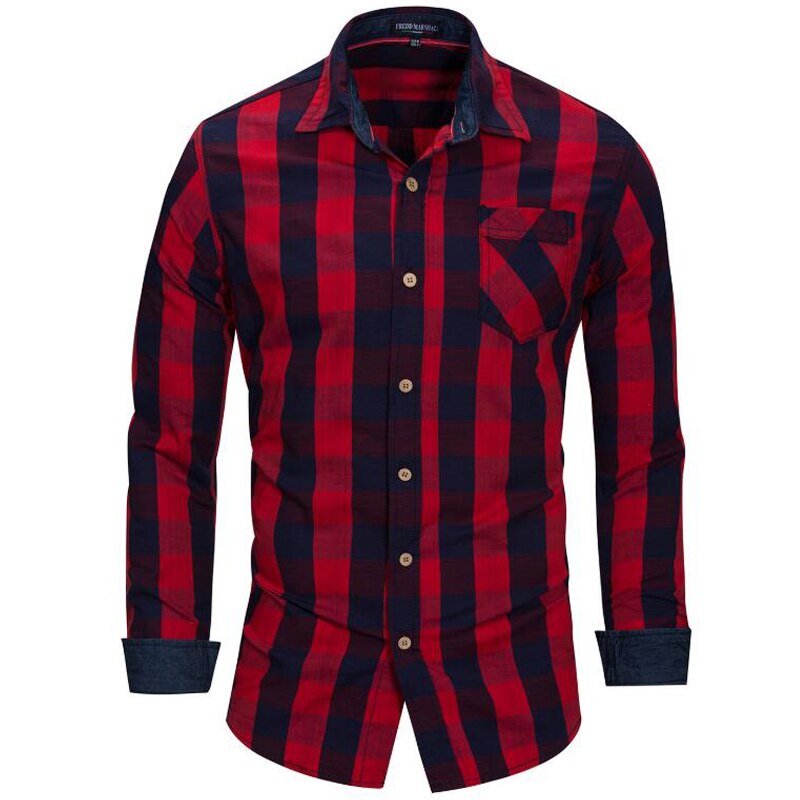 Eurokoko xxxl miesten ruudullinen paita pitkähihainen rento denim paita miesten streetwear bisnespaita camisa masculina