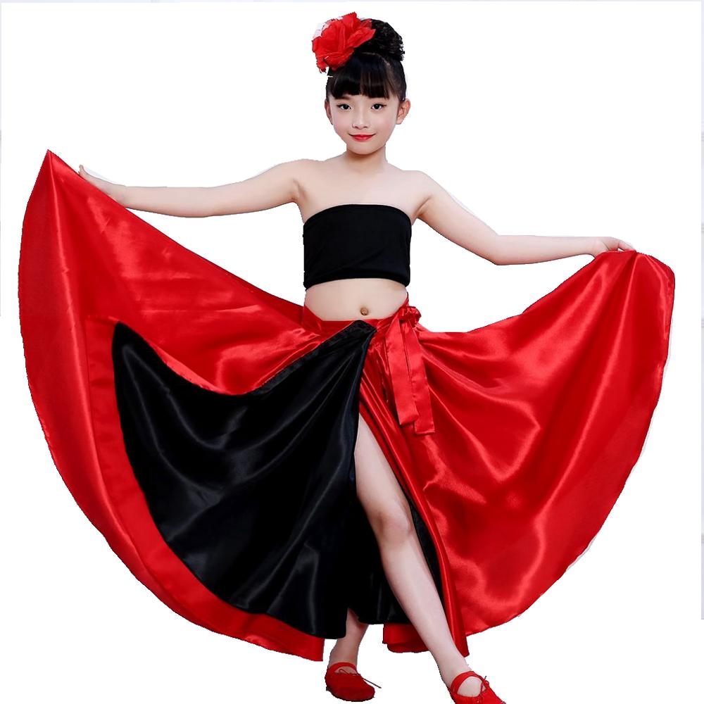 Faldas flamencas para niñas trajes de danza española falda de danza del vientre 540 grados