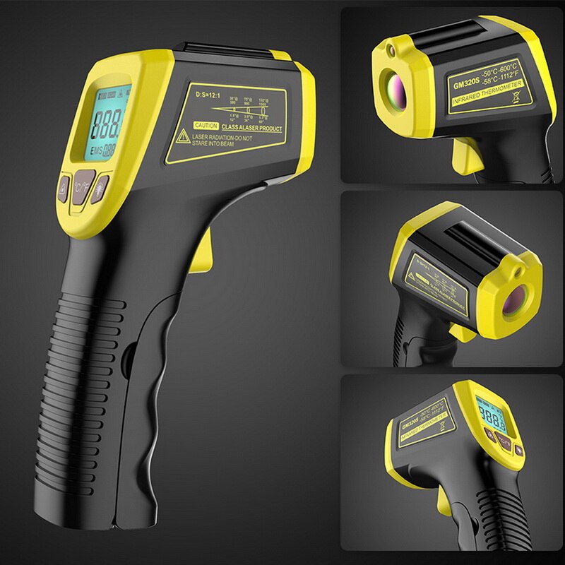 Termómetro infrarrojo IR con pantalla LCD, pirómetro Digital sin contacto, medidor de temperatura, punto-50 ~ 600 grados, termómetro