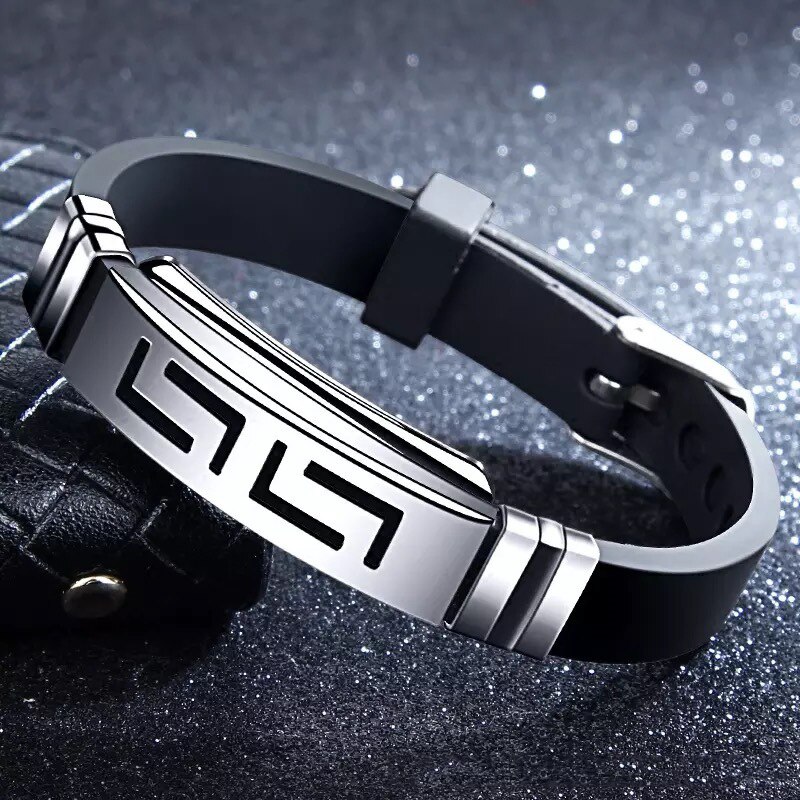 Explosion Schwarz Armbinde Männer Armbinde Punk Stil Neue Männer Armbänder Einfache Gummi Charme Pulsera hombre Armbänder Schmuck Neue: Ursprünglich Titel