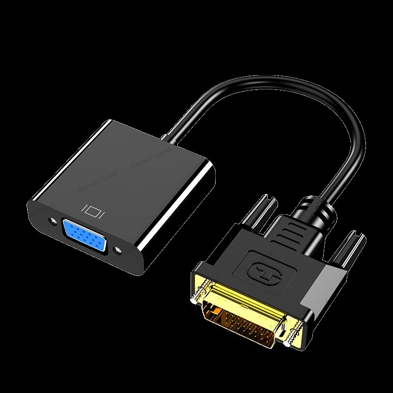 HW-2218 DVI to VGA conversion cable computer monitor connection cable dvi24 + 1 revolution to VGA female adapter kvm: Default Title