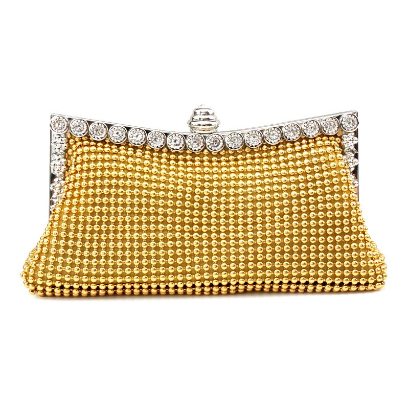 Prachtige Kunstleer Avondtasje Handtas Portemonnee Clutch Vrouwelijke Kralen Tassen Lady Mini Handtassen Vrouwen Clutch I02: Goud