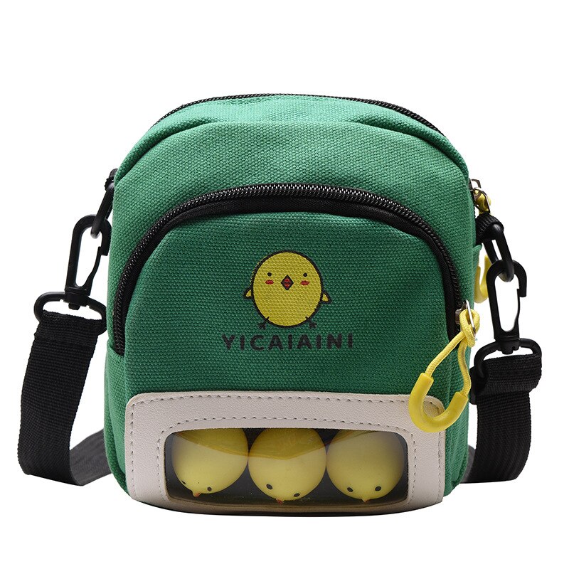 Newhotstacy saco 040420 boneca feminina pequena bolsa de lona estudantes dos desenhos animados bonitos pintainhos pacote único ombro: 2