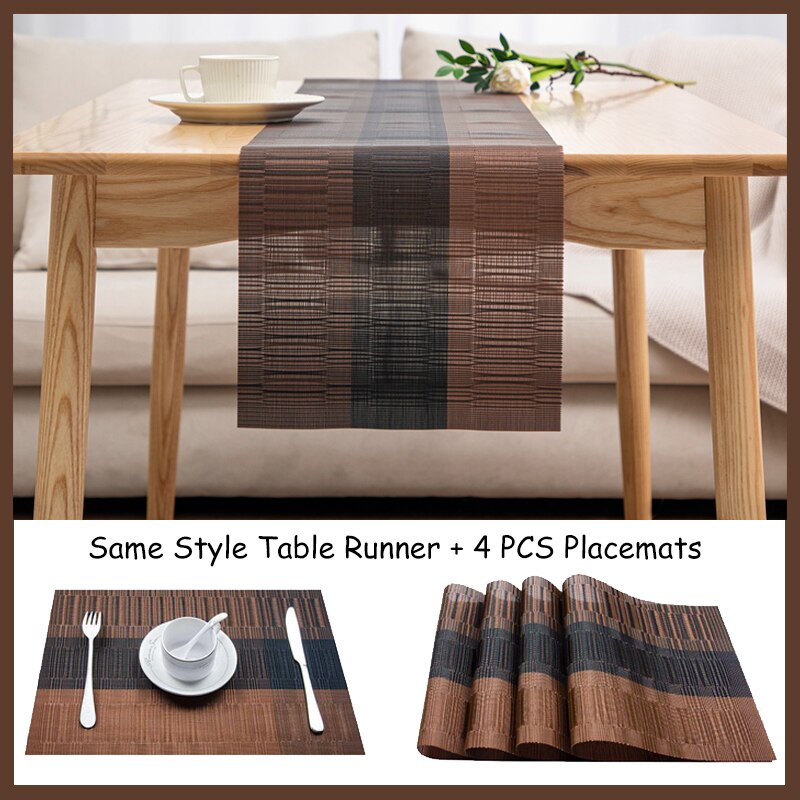 Luxury Table Runner for Dining Table Brown Black Non-slip Pad Waterproof Mat PVC Table Runners Placemats Table Decoration 30x180