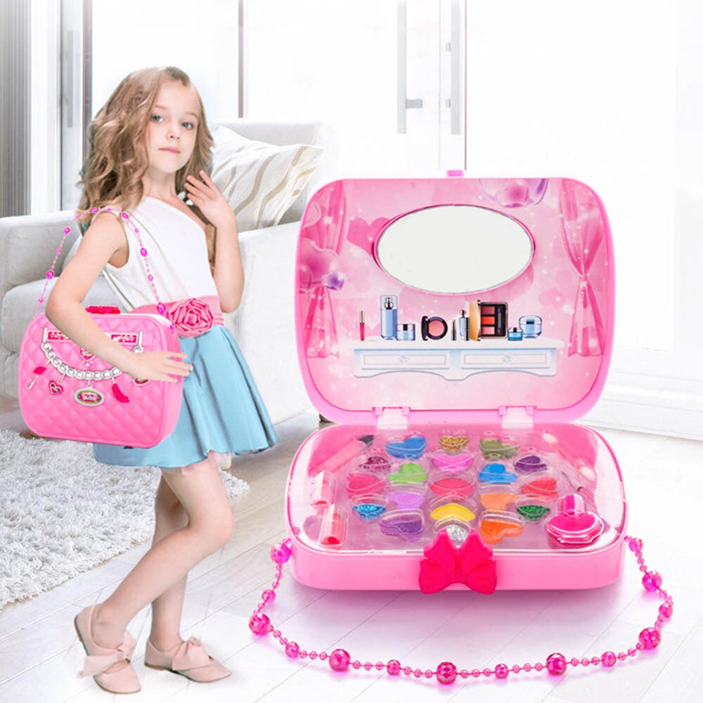 Make Up Toy Pretend Play Kid Makeup Set Safety Non-toxic Makeup Kit Toy for Girls Dressing Cosmetic Travel Box Girls Beauty Toy