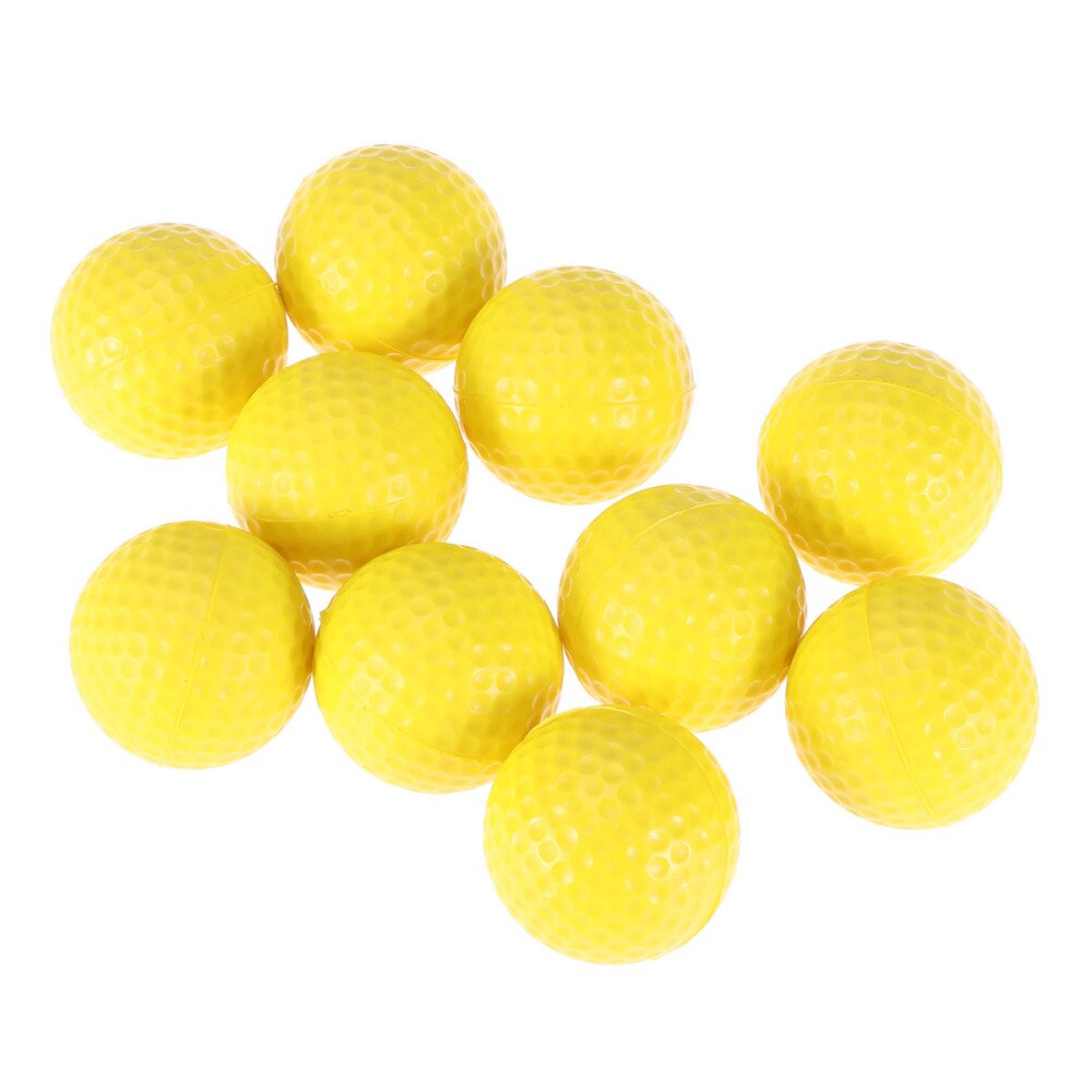 10pcs Indoor Practice PU Golf Balls Soft Elastic Training Golf Balls (Yellow)