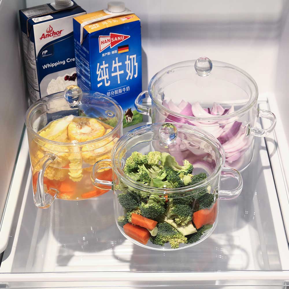 Household Porridge Kitchen Tools Resistant Bowl Soup Pot Pans For Flat Vegetable Glass Cookware Cooking Set Transparent Heat