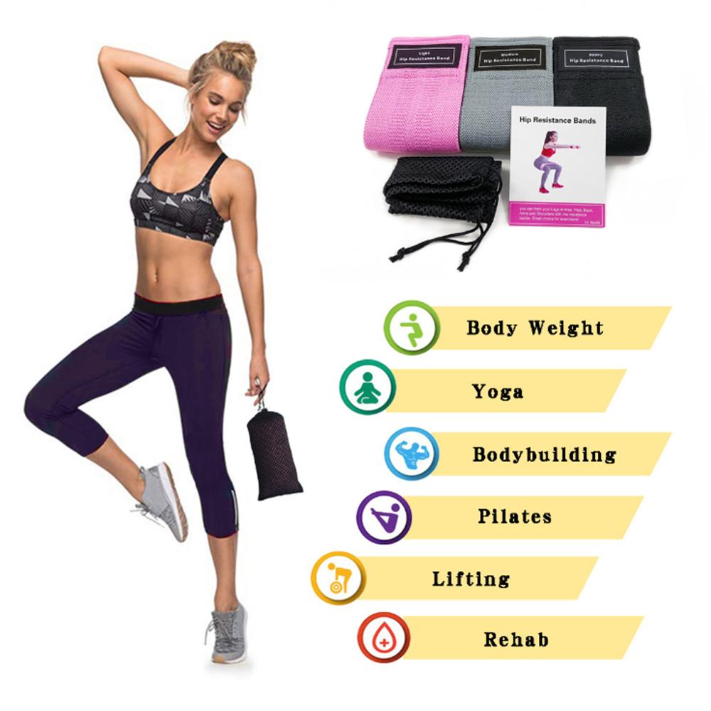 Booty Band Set Gym Equipment 3 pcs Fabric Resistance Bands Workout Elastic Elast Glute Band for Yoga Sports Fitness Hip Training