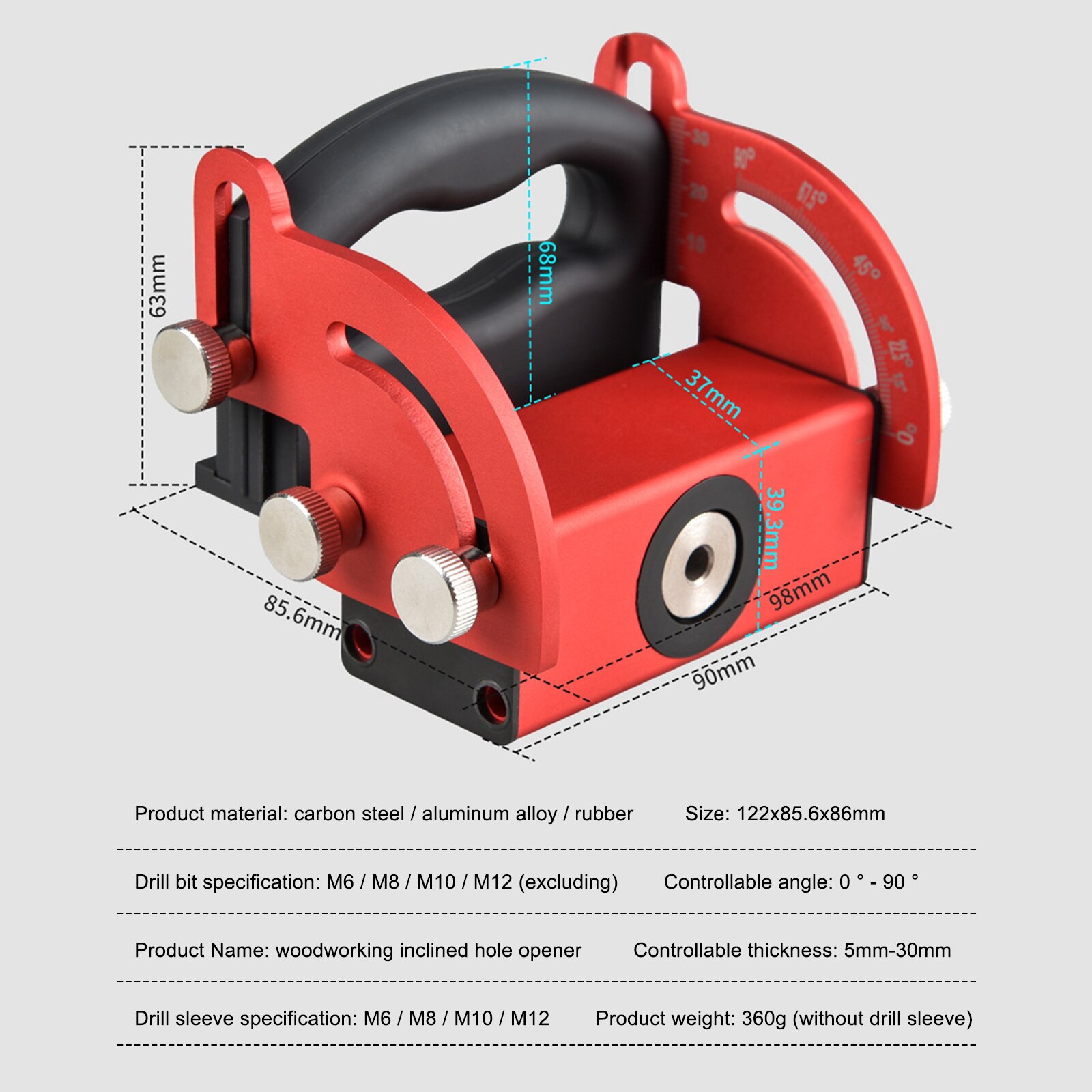 Multifunction Power Tool Metal Drills Set Carpentry Tools Woodworking Oblique Hole Locator Wood Splicing Installation Tool