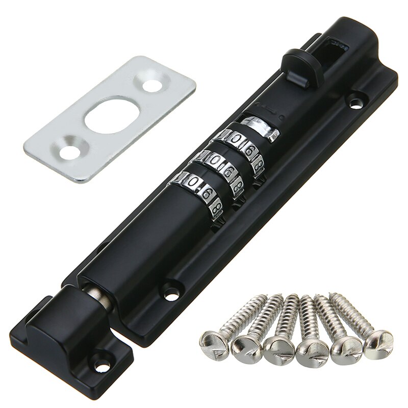 Digital Number Combination Slide Lock Keyless Password Combination Lock Door Locking Bolt For Home Furniture Door Hardware: Black