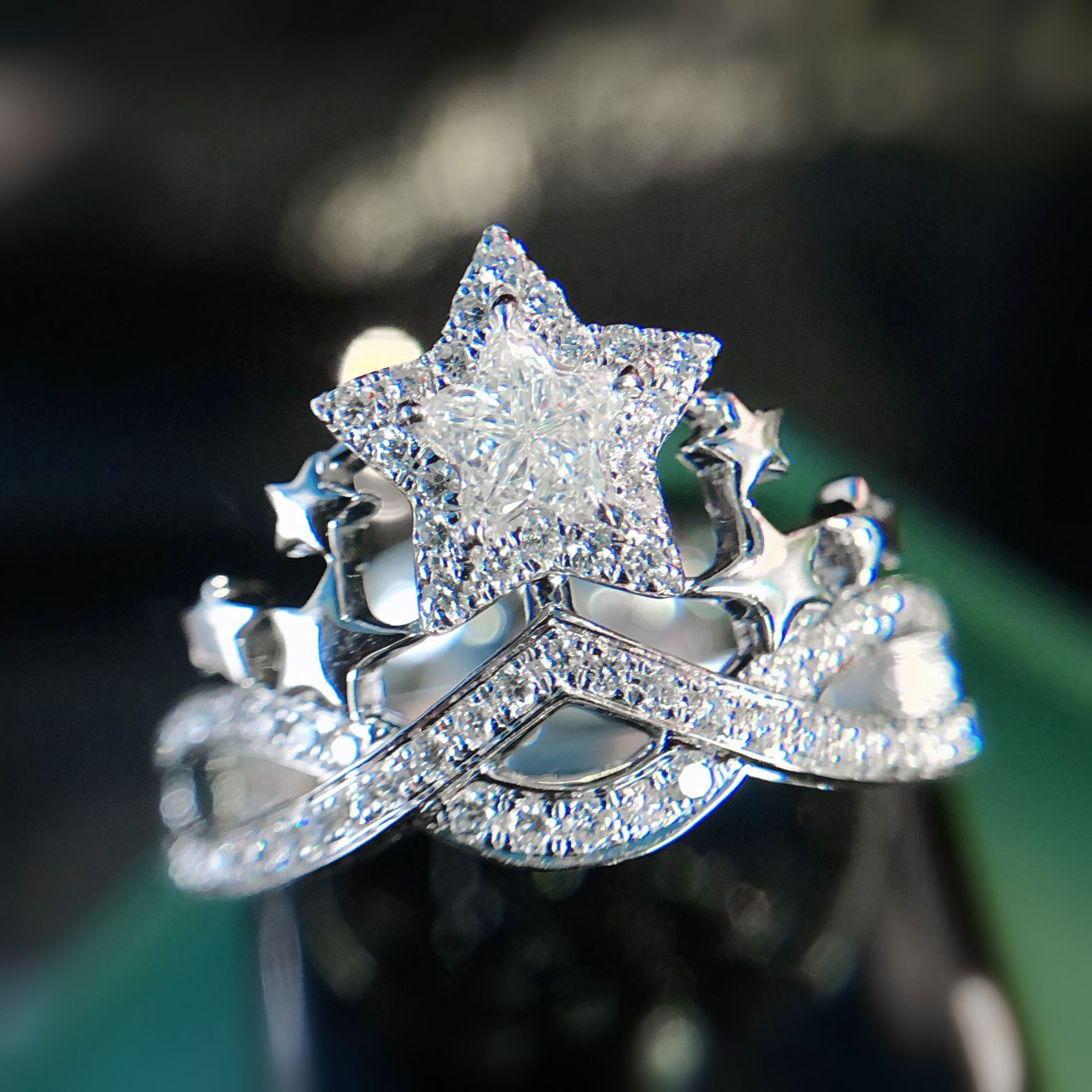 Bagues de luxe en forme d'étoile à cinq branches pour femmes, bijoux de fiançailles, de mariage, tendance, exquis, incrusté de Zircon: Default Title