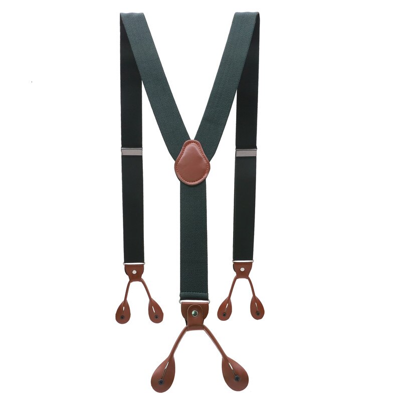 Unisex vintage seler herre seler justerbar 6 -knaps seler elastisk y-form strop bukser brun læder pu: 008