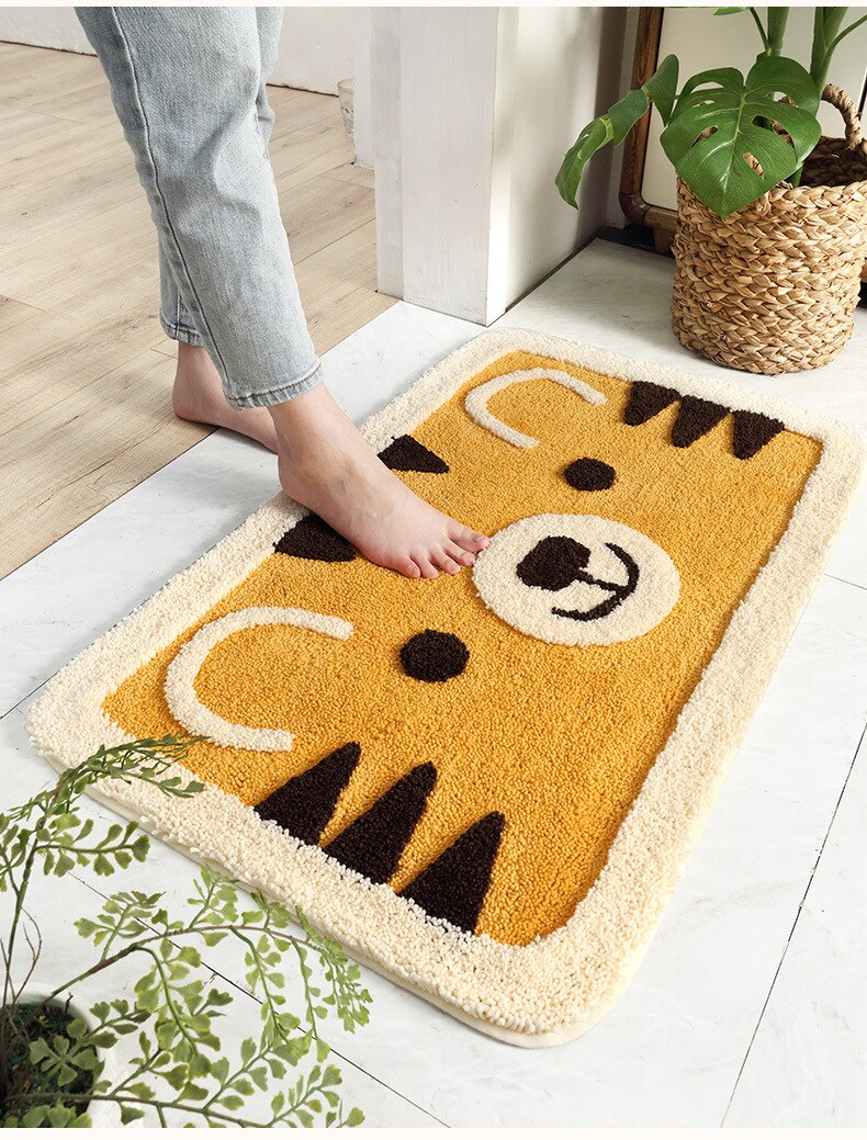 Tapis de bain floqué motif tigre dessin animé 45*65cm 50*80cm tapis de salle de bain décoration intérieure tapis de sol de couloir tapis de chambre 1 pièce