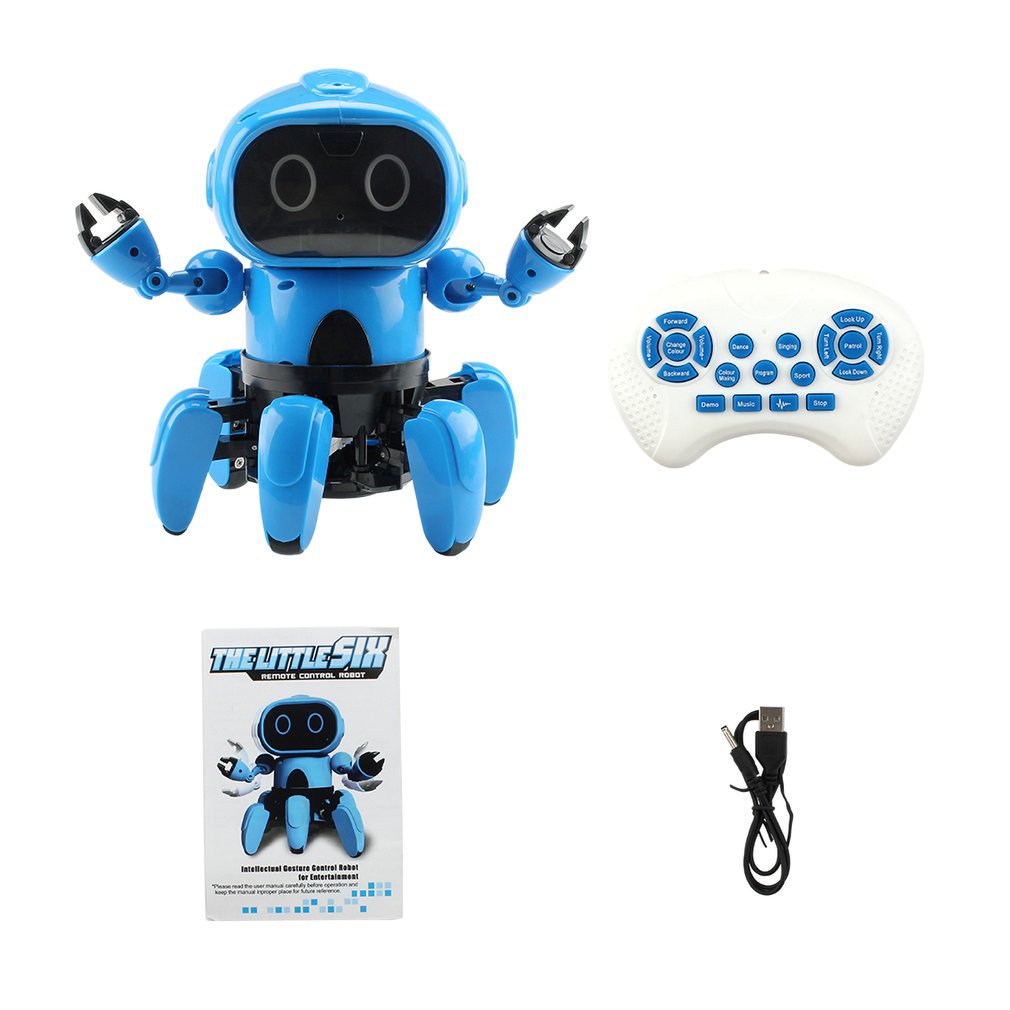 Smart Induction 6CH Electric 6-Legged RC Robot Intelligent Programming Gesture Sensor Obstacle Avoidance Remote Control Toys