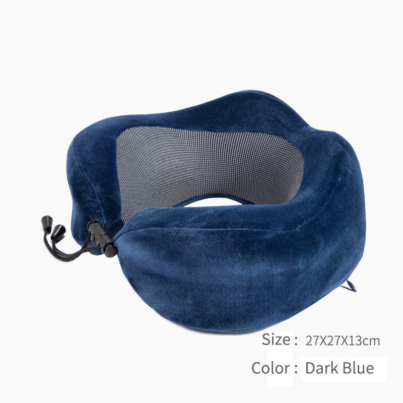 A Forma di U Cuscino Da Viaggio per Aereo Collo Cuscino di Gomma Piuma Accessori Da Viaggio letto rivestimenti Comodi Cuscini per il Sonno Tessili per La Casa: buio blu
