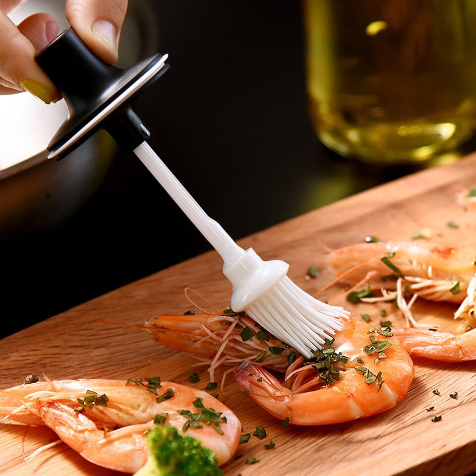 250ml Glass Flavoring Bottle Seasoning Box Seal Damp-proof with Lid and Seasoning Spoon Honey Dippers Oil Brush Store Salt