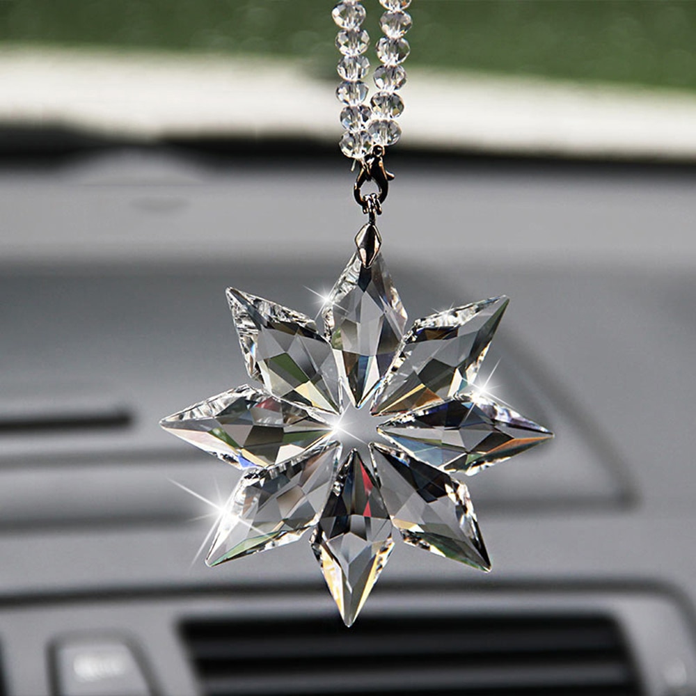 Transparent Crystal Snowflakes Car Pendant Decoration Ornaments Sun Catcher Snowflake Hanging Trim Accessories Christmas