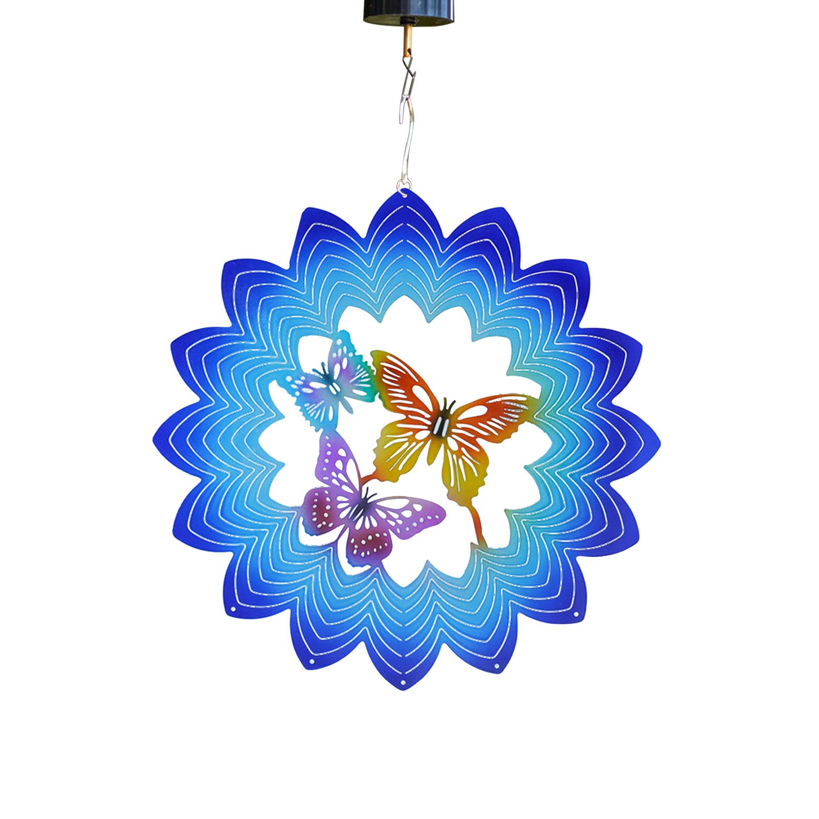 3D Stainless Steel Metal Mandala Geometric Pattern Wind Chime-hanging Wind Spinner, Terrace, Garden Fashionable Ornament: D