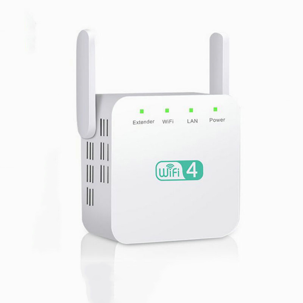 Longo Alcance Wireless WiFi Extender, WiFi Booster, 2.4Ghz, adaptador 300Mbps, amplificador Wi-Fi, antena dupla, repetidor de sinal: plugue da UE