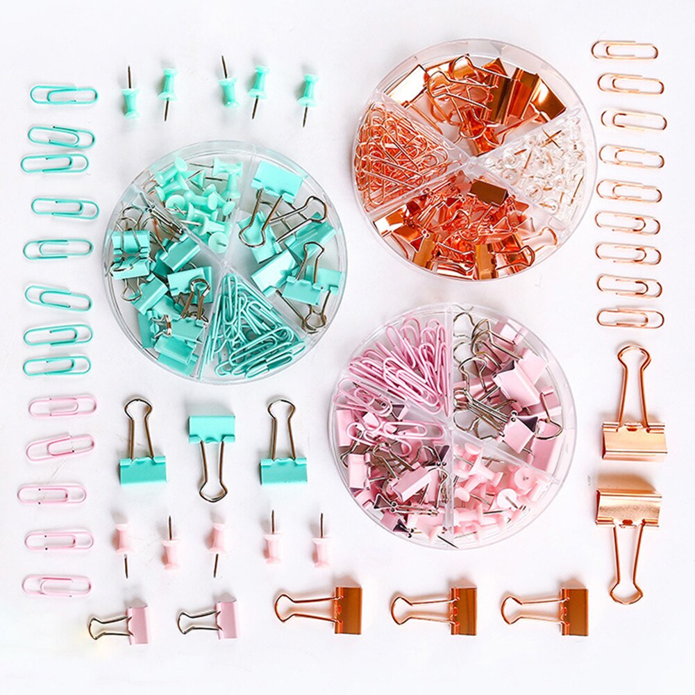 72pcs Metal File Paper Clip Large-headed Binder Clamps Ticket Holder Office Binding Supplies Combination Set School Stationery